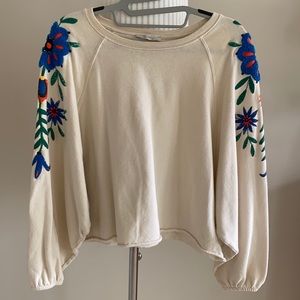 Zara sweatshirt with appliqué design on sleeves